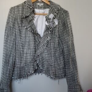 Cache Black and White Textured Blazer